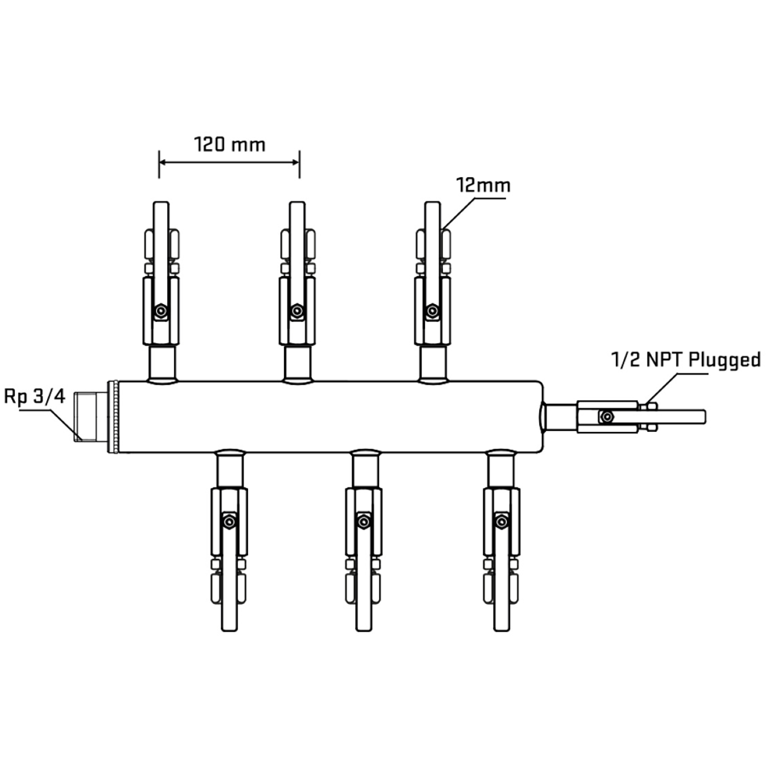 M5F1B110610 Manifolds Stainless Steel Double Sided