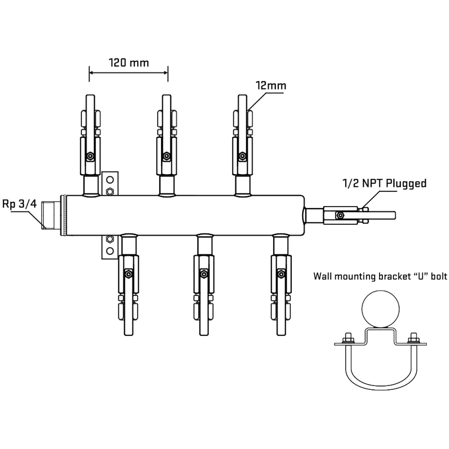 M5F1B110611 Manifolds Stainless Steel Double Sided