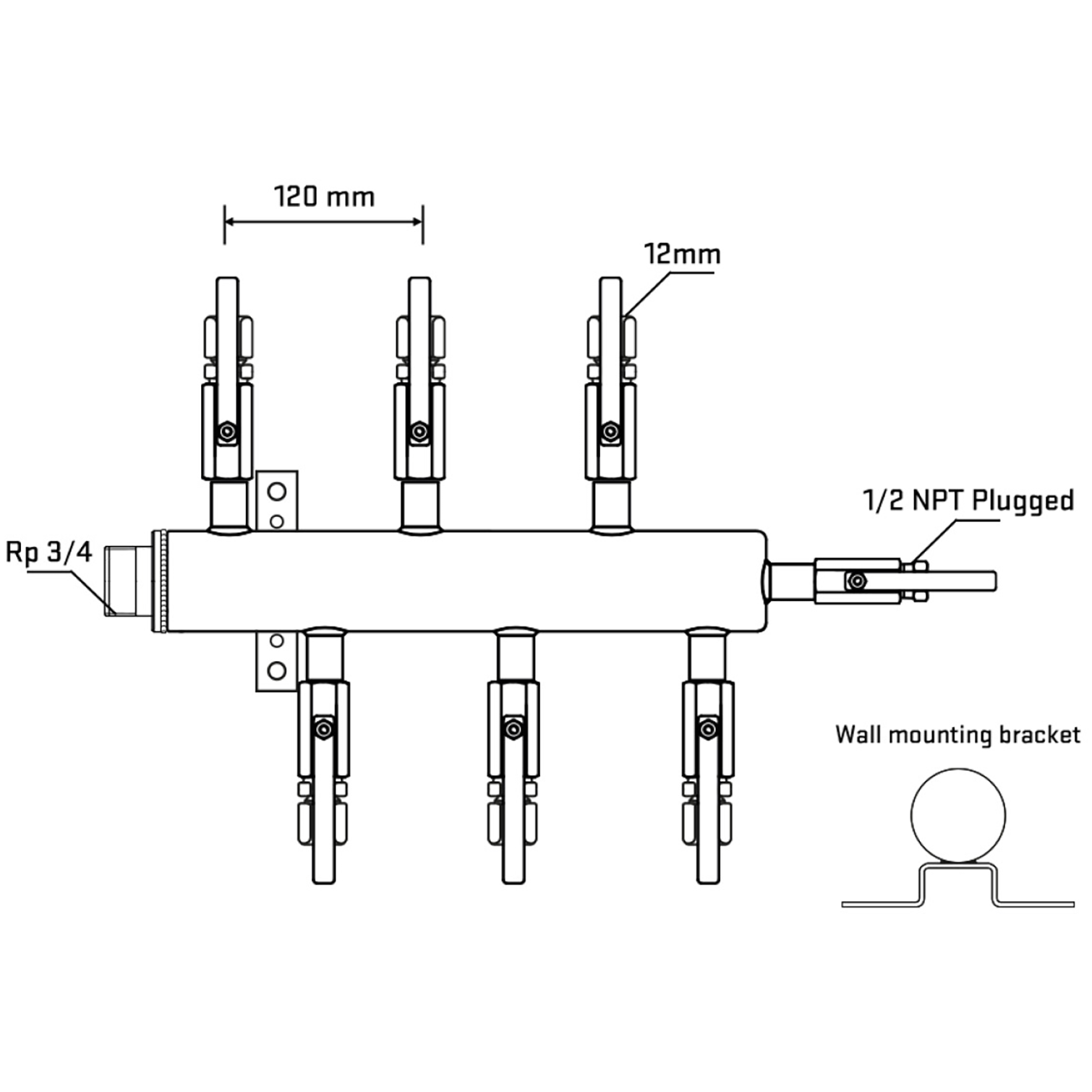 M5F1B110612 Manifolds Stainless Steel Double Sided