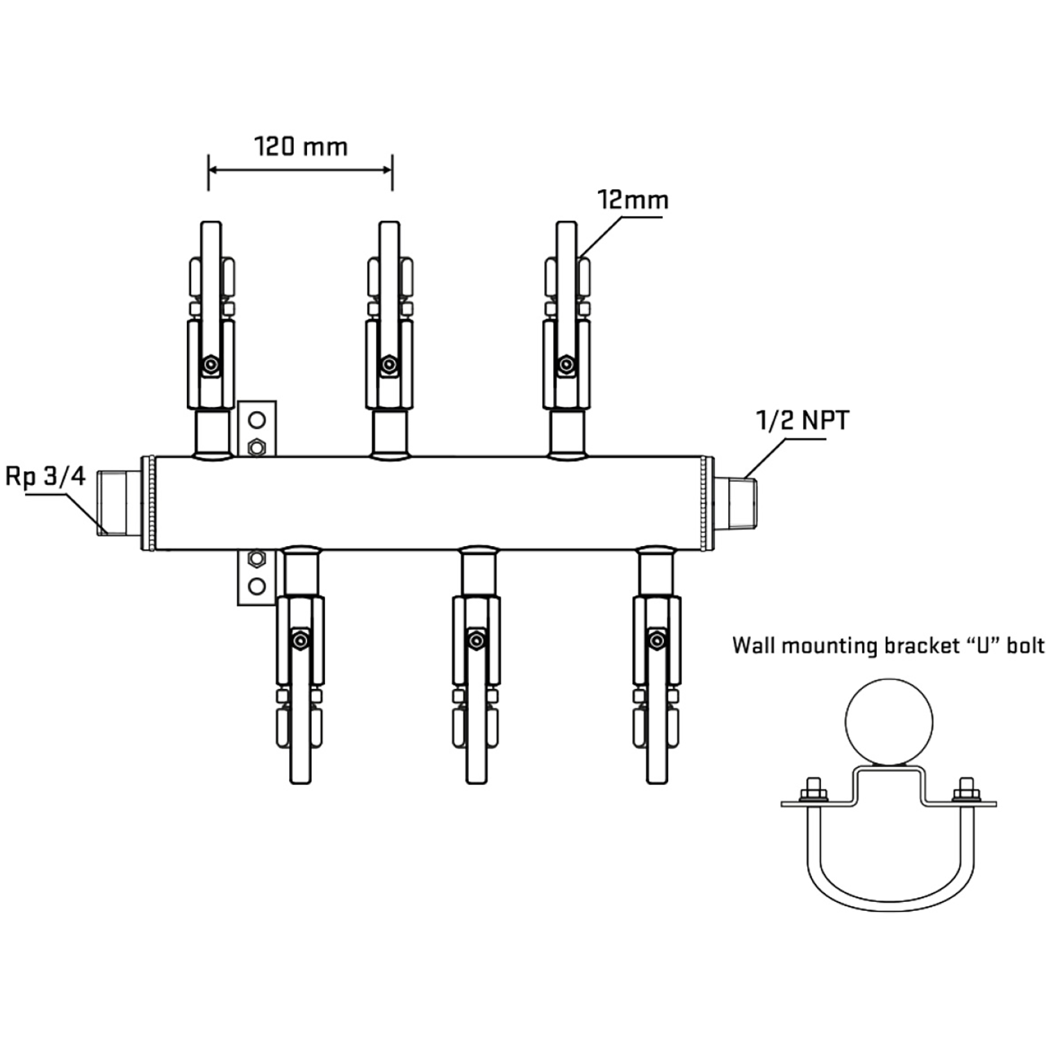 M5F1B110631 Manifolds Stainless Steel Double Sided