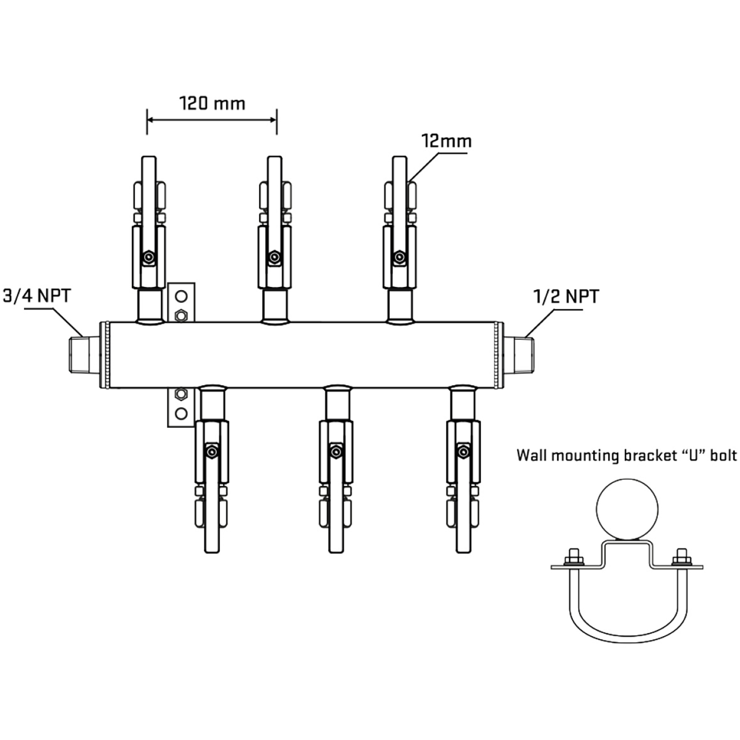 M5F1B110831 Manifolds Stainless Steel Double Sided