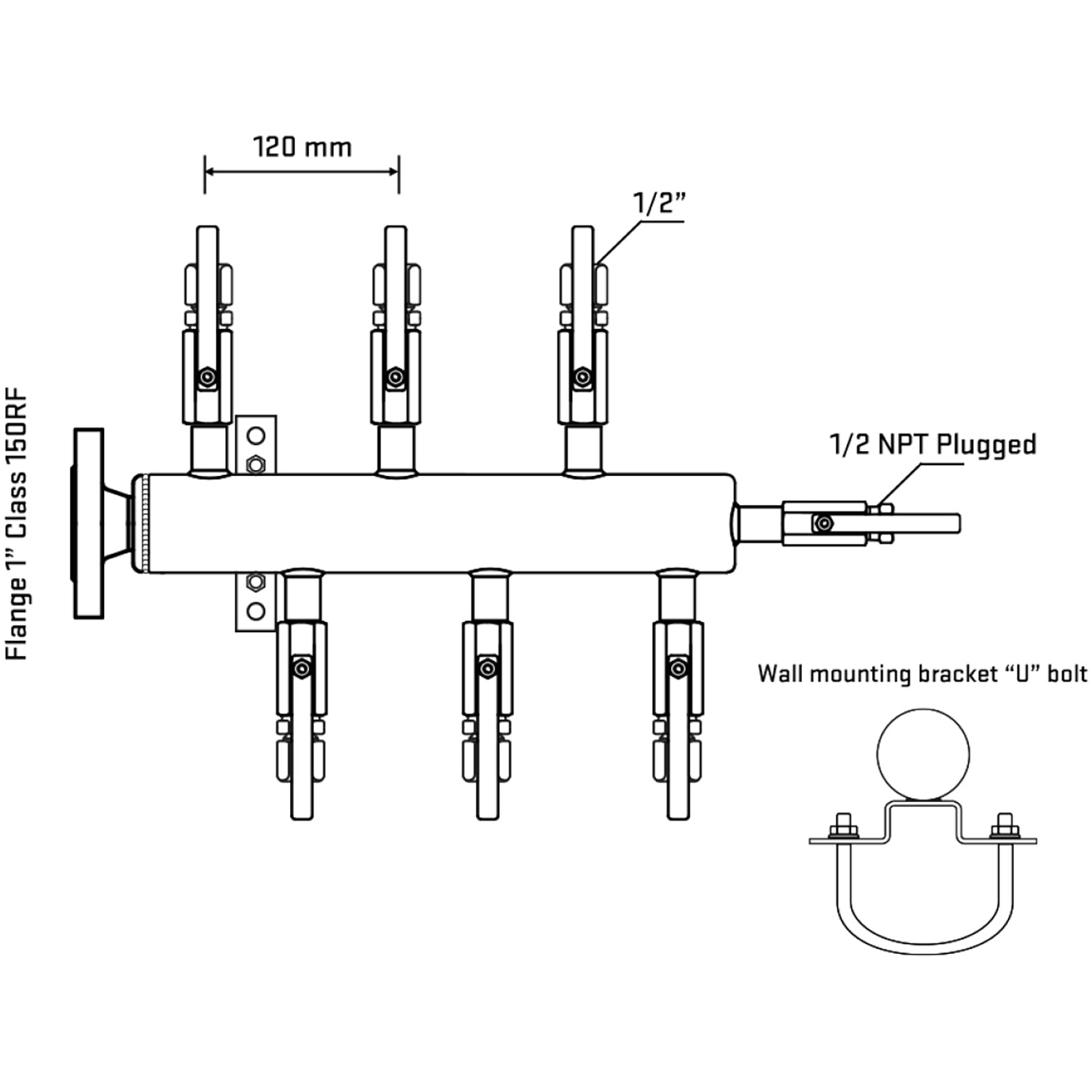 M5F1B120111 Manifolds Stainless Steel Double Sided