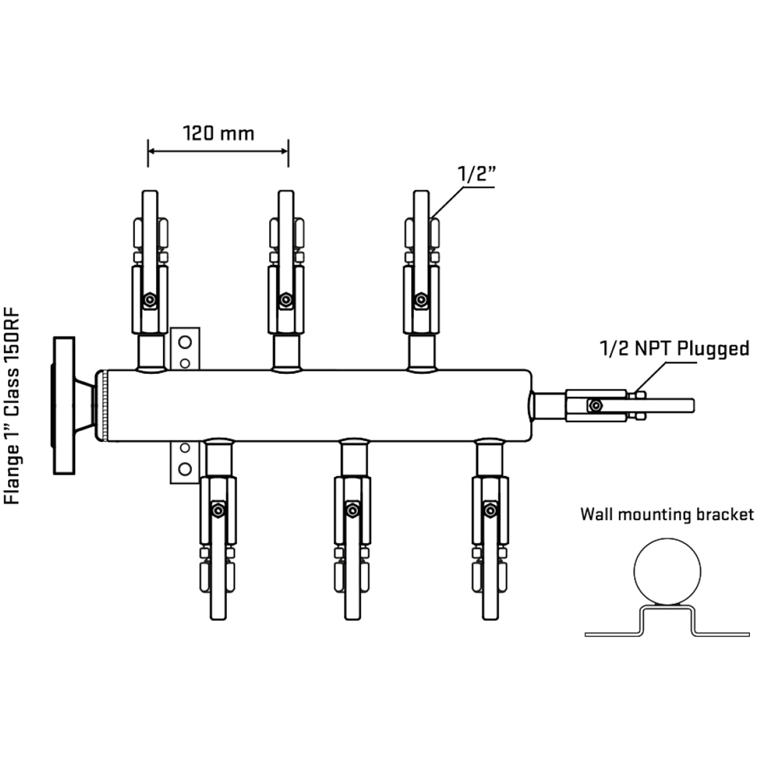 M5F1B120112 Manifolds Stainless Steel Double Sided