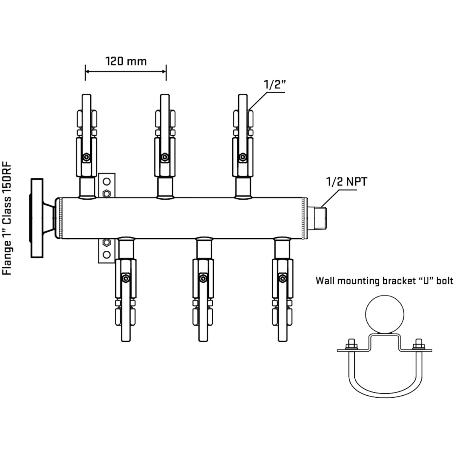 M5F1B120131 Manifolds Stainless Steel Double Sided