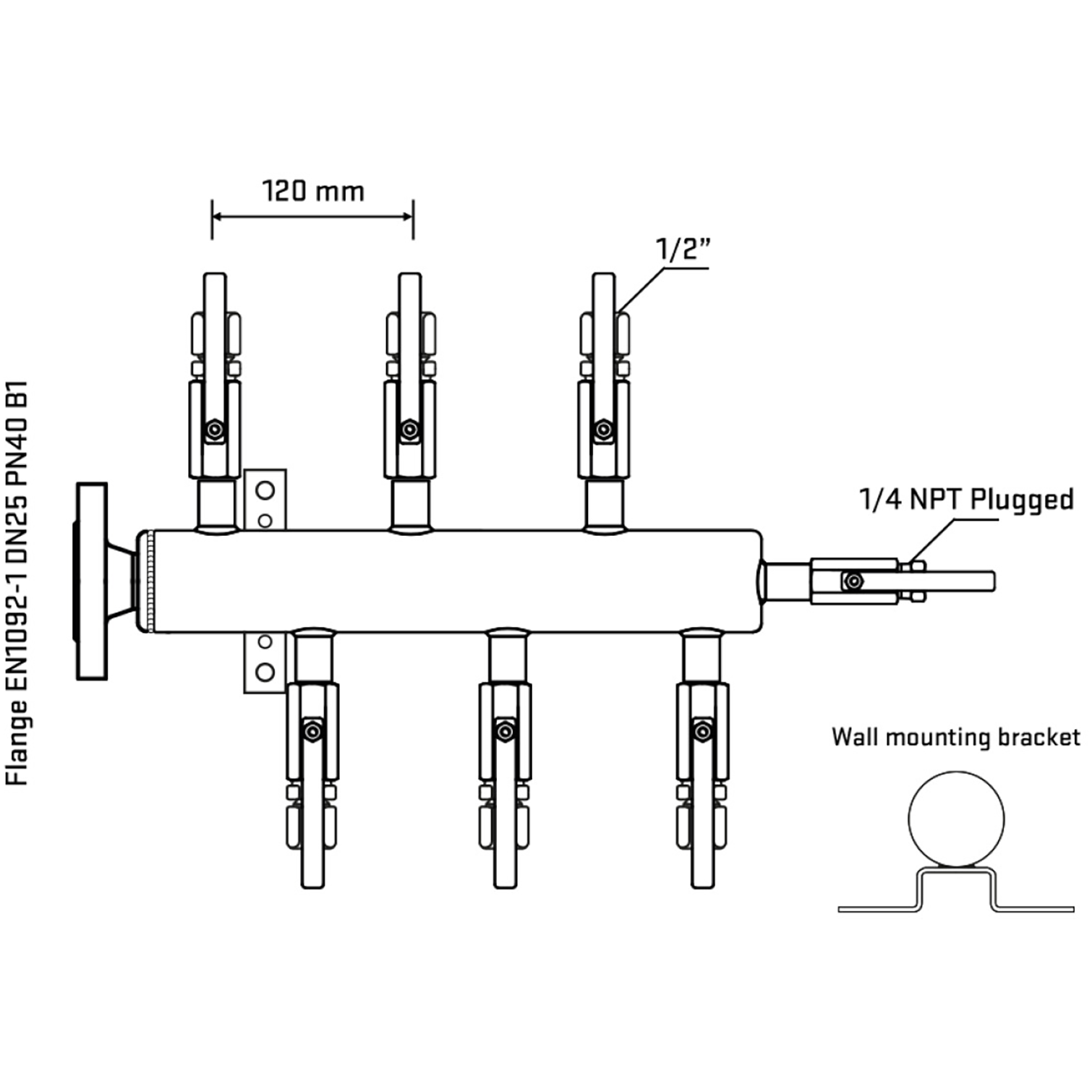 M5F1B120322 Manifolds Stainless Steel Double Sided