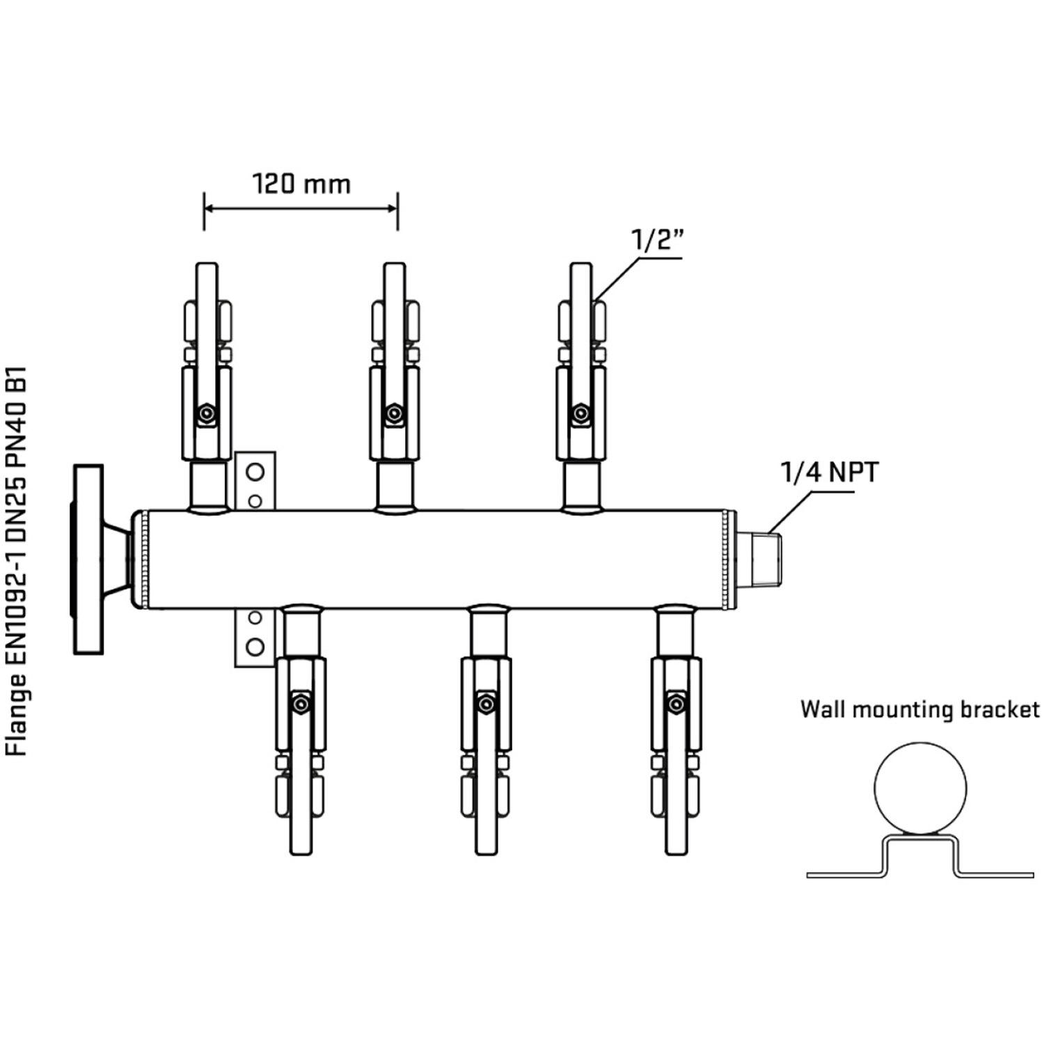 M5F1B120342 Manifolds Stainless Steel Double Sided