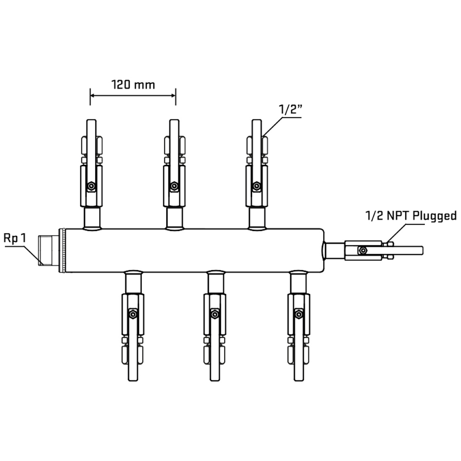 M5F1B120710 Manifolds Stainless Steel Double Sided