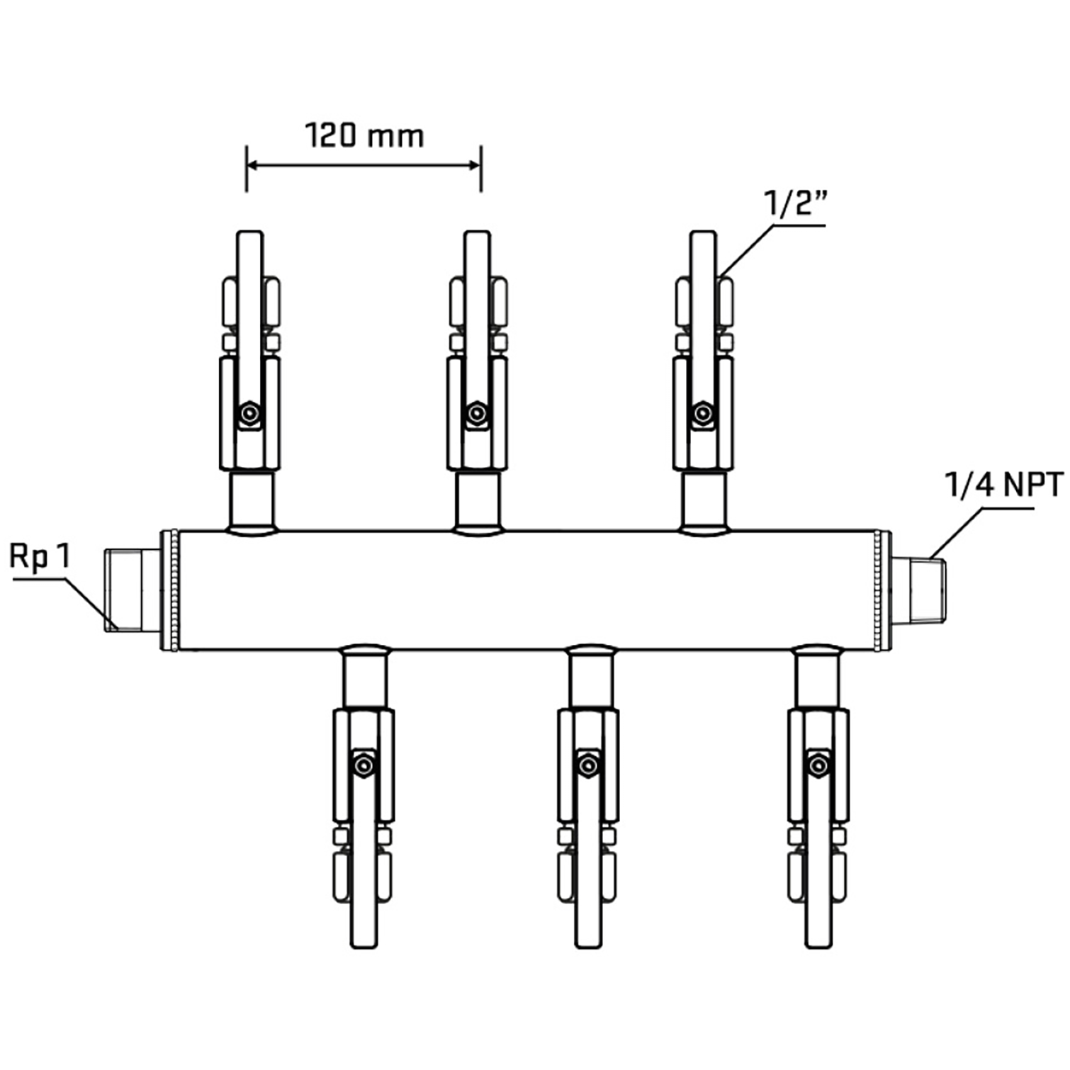 M5F1B120740 Manifolds Stainless Steel Double Sided