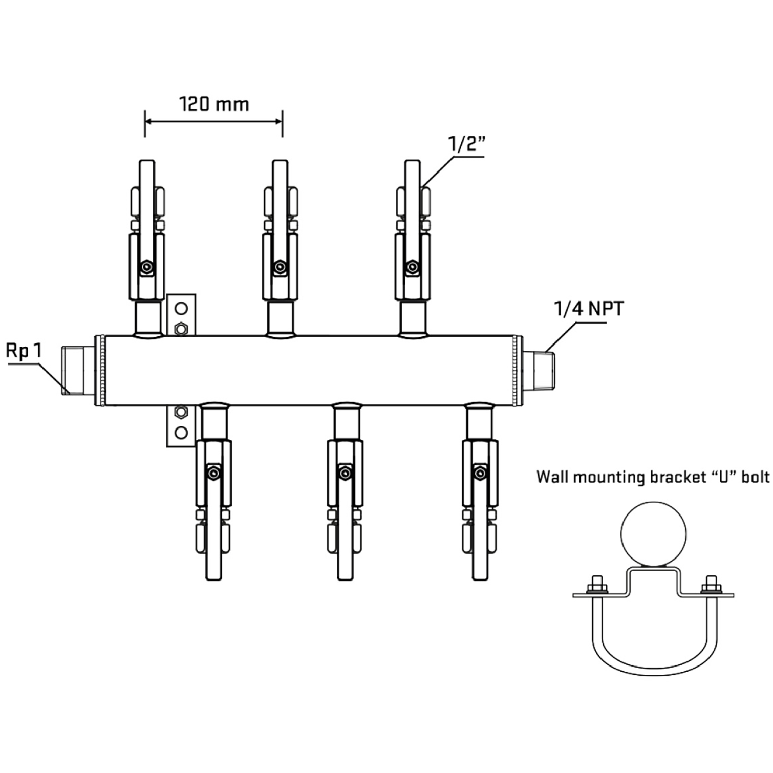 M5F1B120741 Manifolds Stainless Steel Double Sided