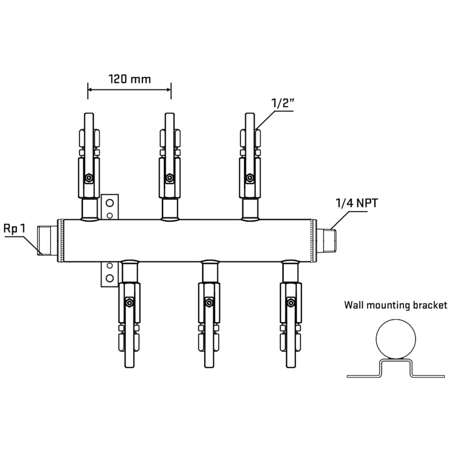 M5F1B120742 Manifolds Stainless Steel Double Sided