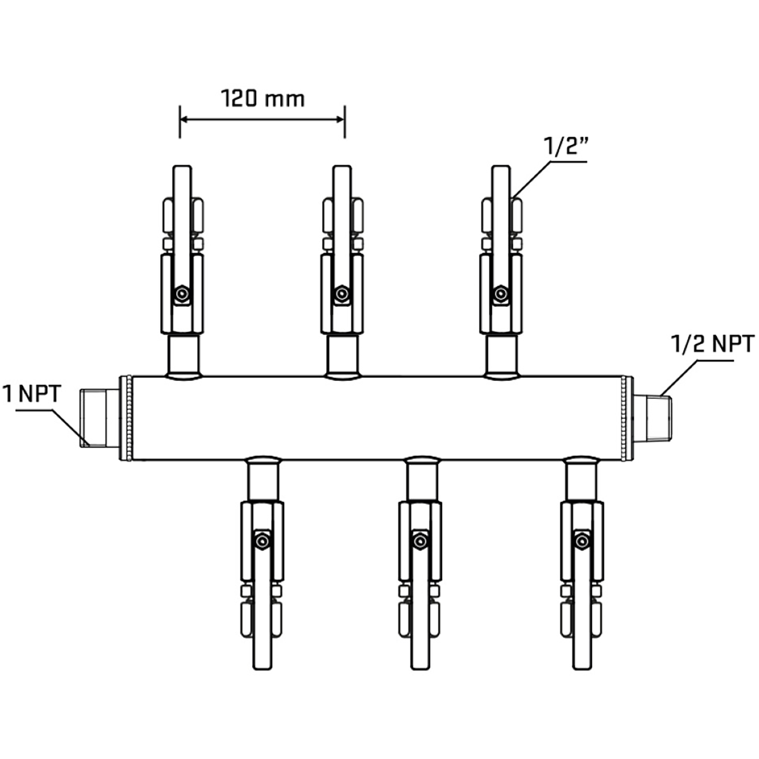 M5F1B121130 Manifolds Stainless Steel Double Sided