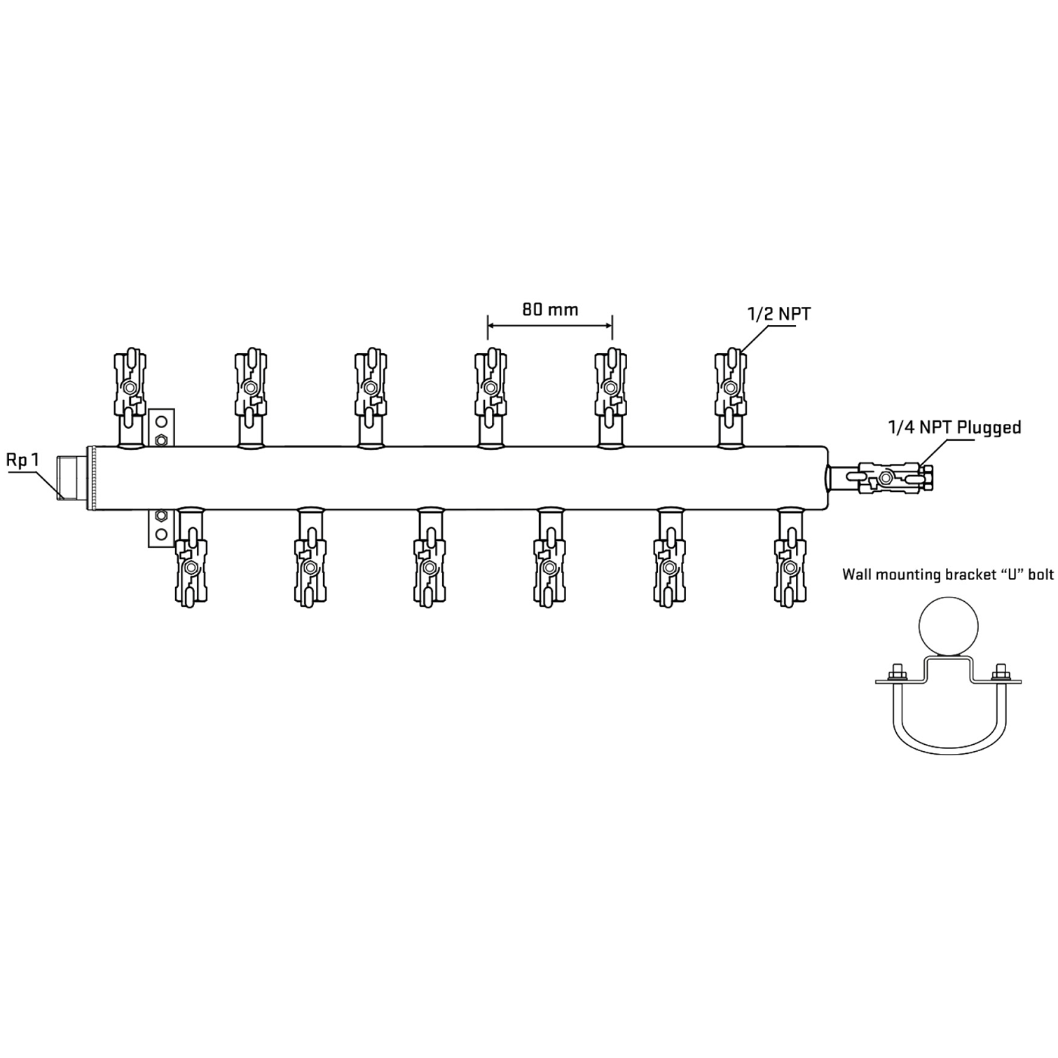 M5F2A010721 Manifolds Stainless Steel Double Sided