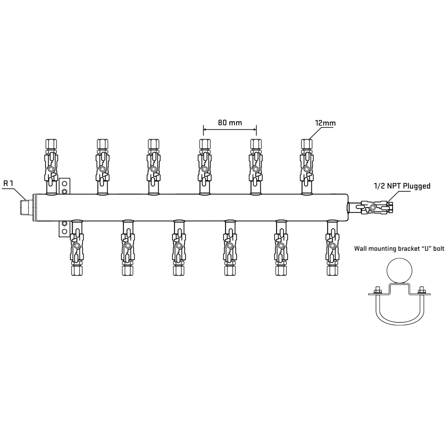 M5F2A030511 Manifolds Stainless Steel Double Sided