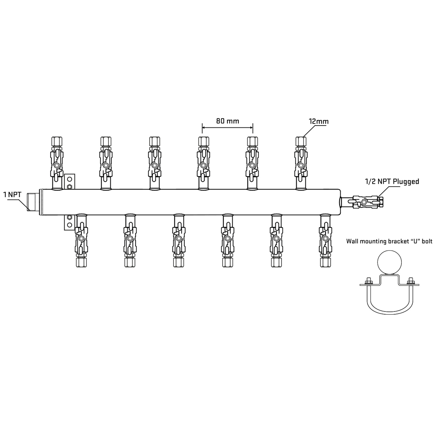 M5F2A031111 Manifolds Stainless Steel Double Sided