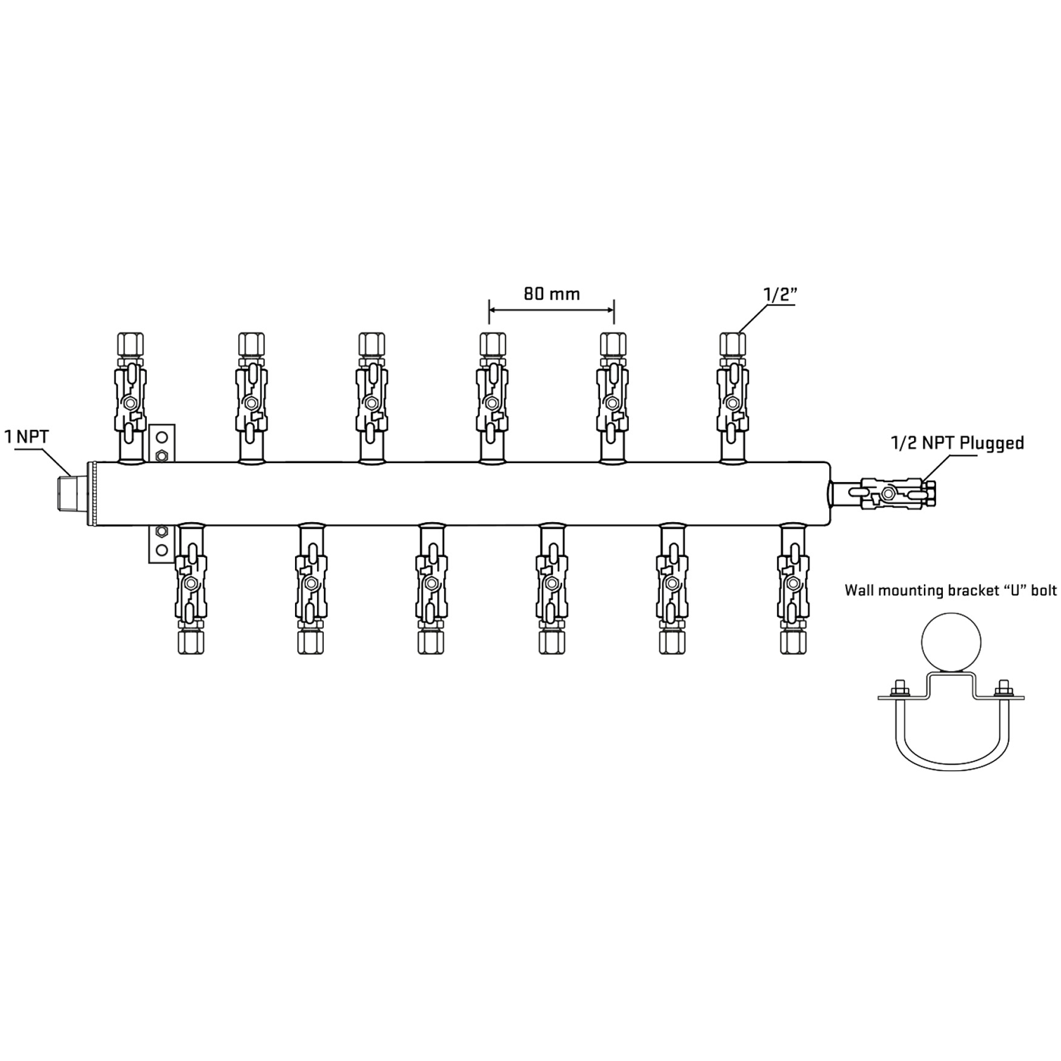 M5F2A050911 Manifolds Stainless Steel Double Sided