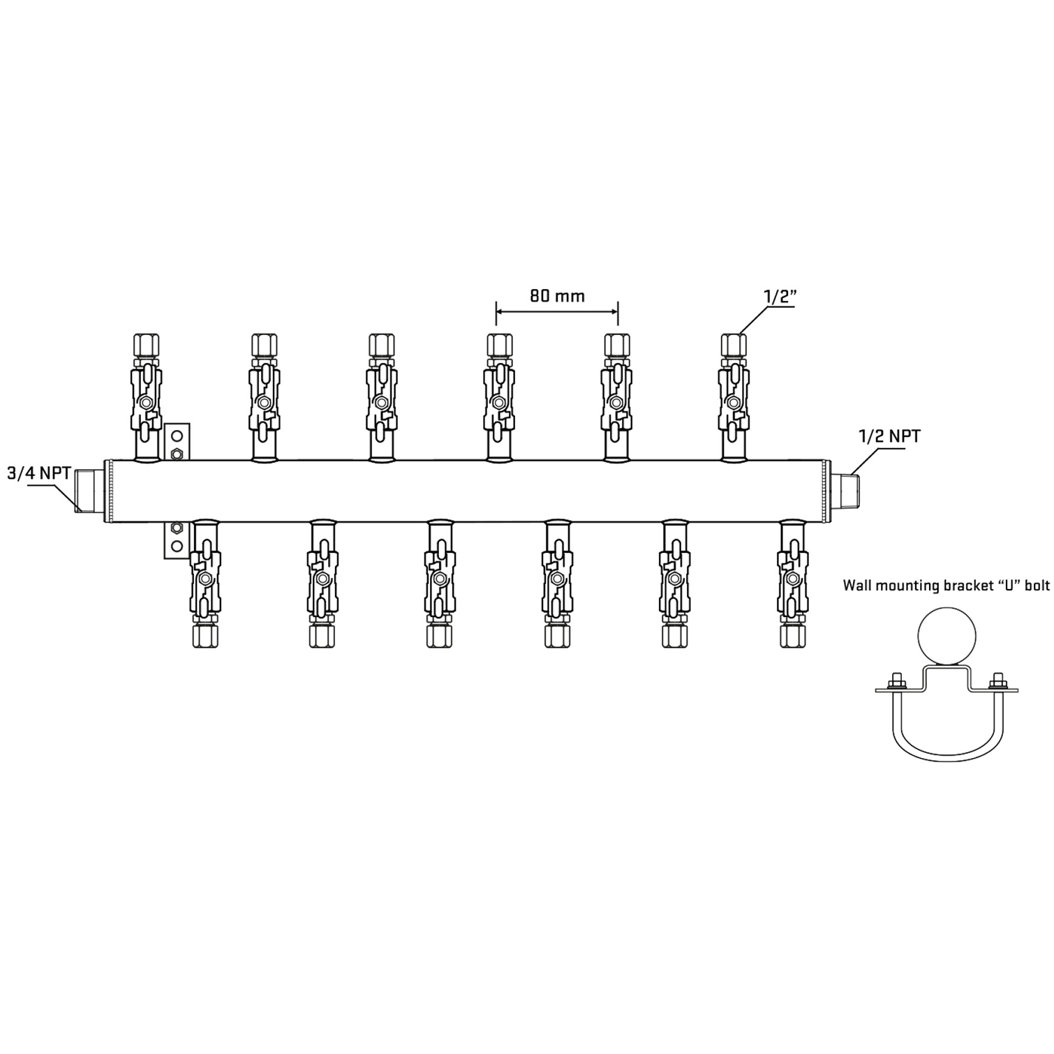 M5F2A051031 Manifolds Stainless Steel Double Sided