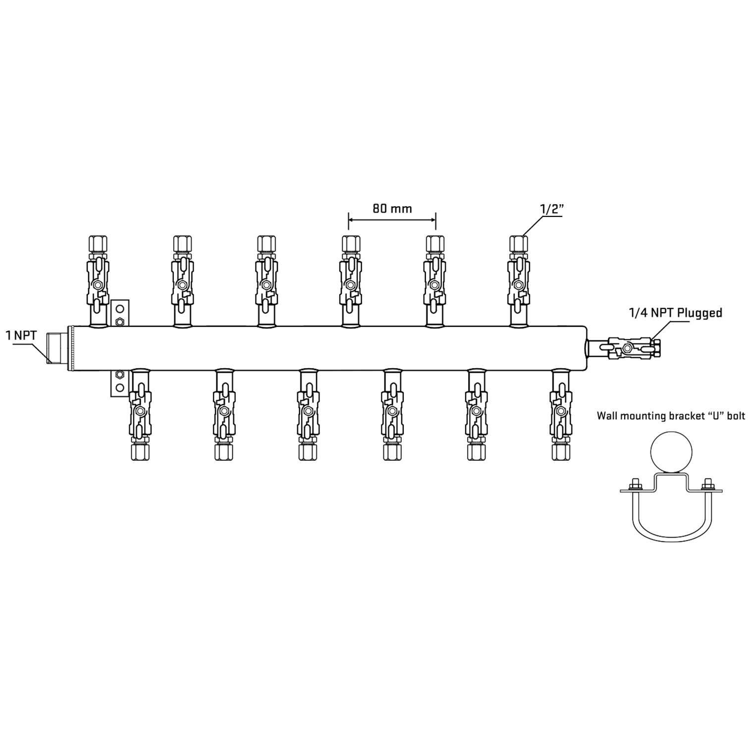 M5F2A051121 Manifolds Stainless Steel Double Sided