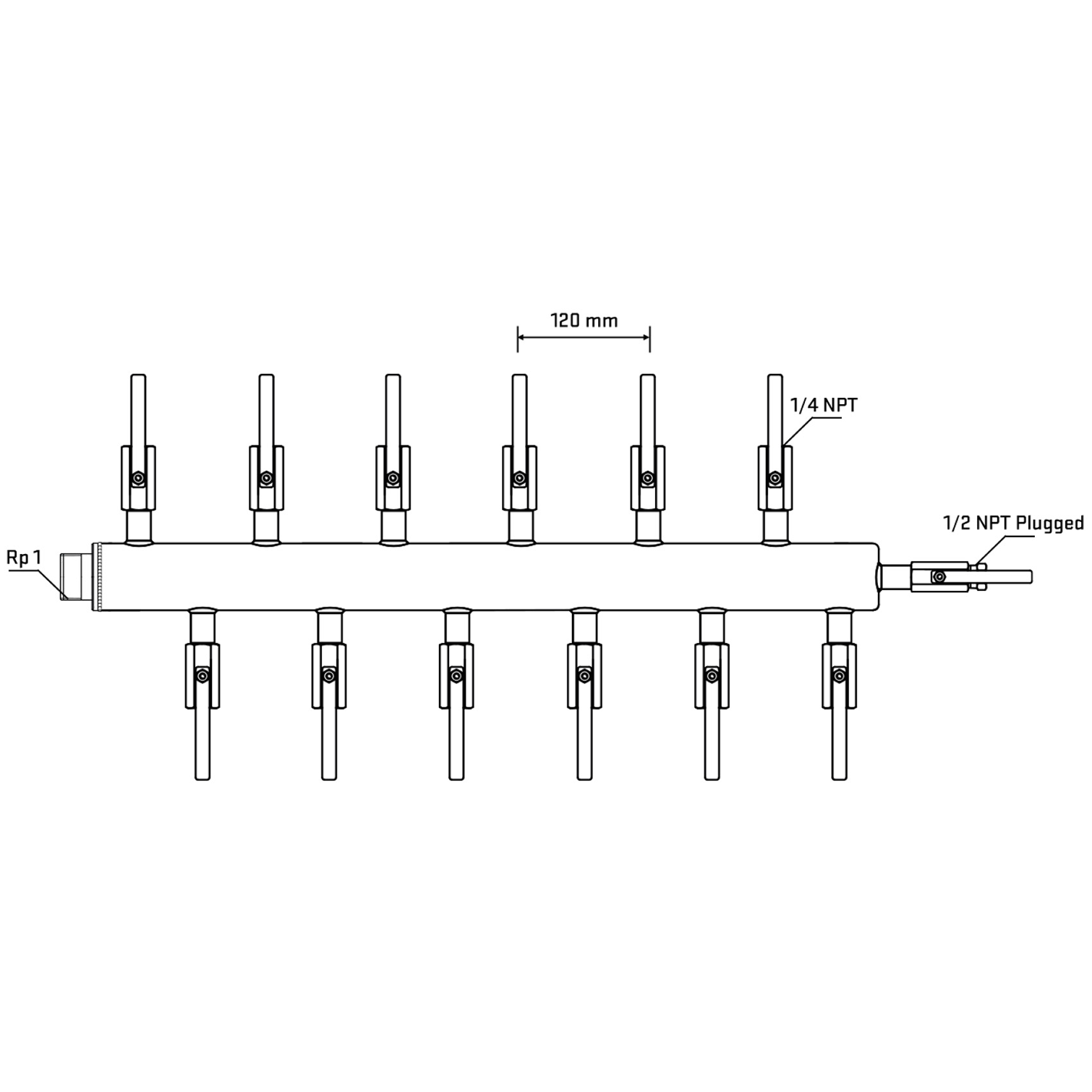 M5F2B090710 Manifolds Stainless Steel Double Sided