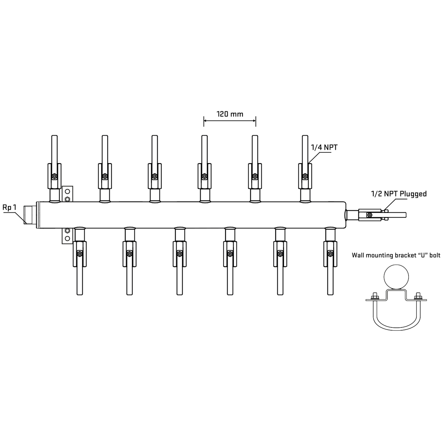 M5F2B090711 Manifolds Stainless Steel Double Sided