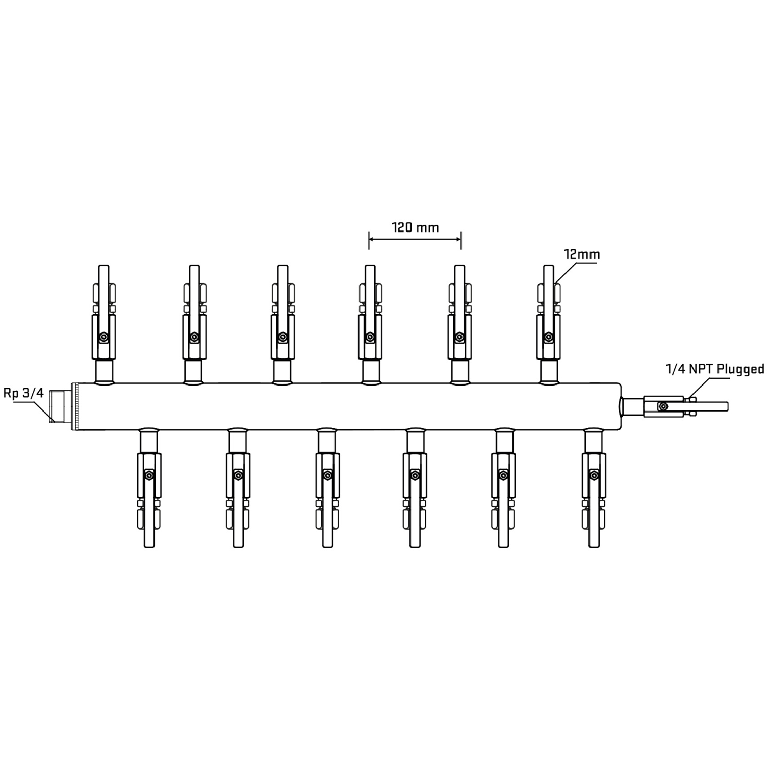 M5F2B100620 Manifolds Stainless Steel Double Sided