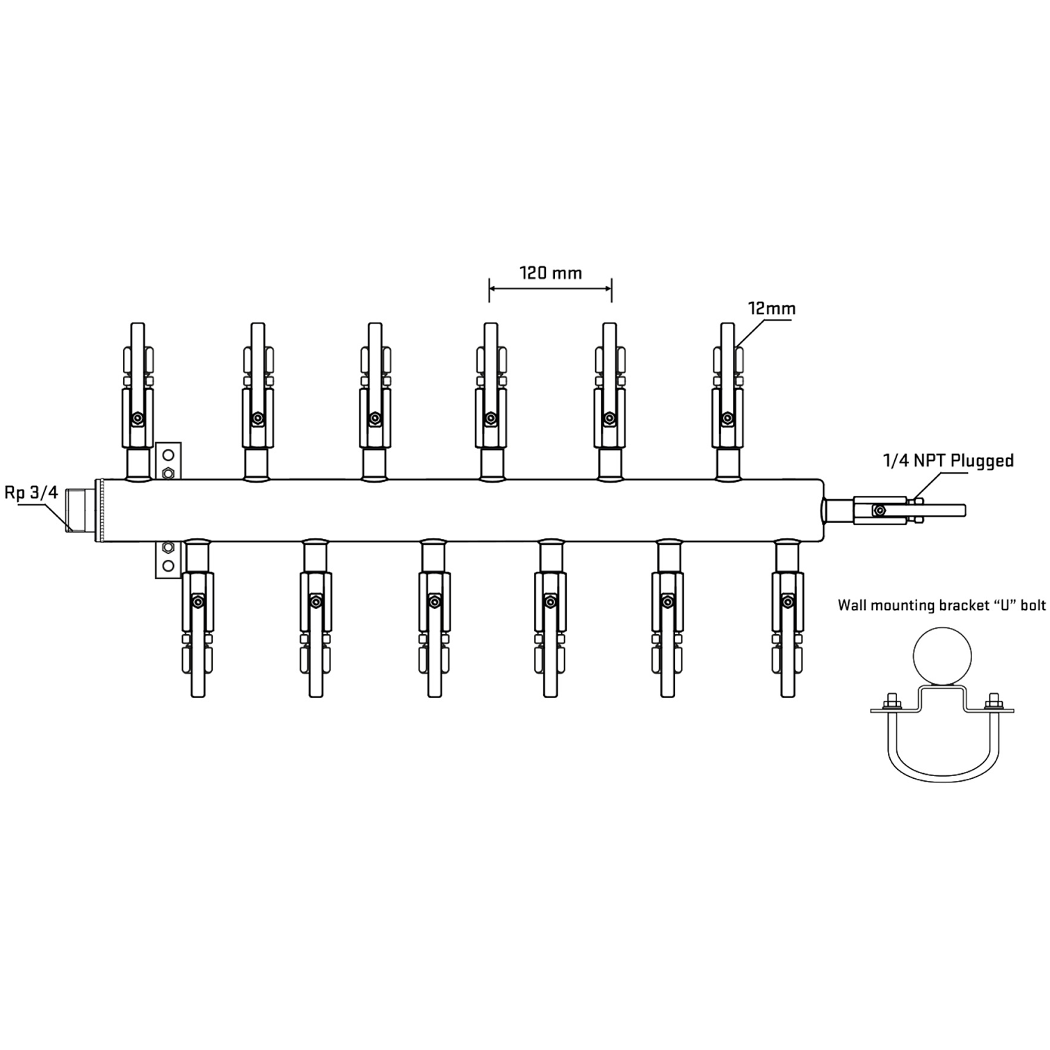 M5F2B100621 Manifolds Stainless Steel Double Sided