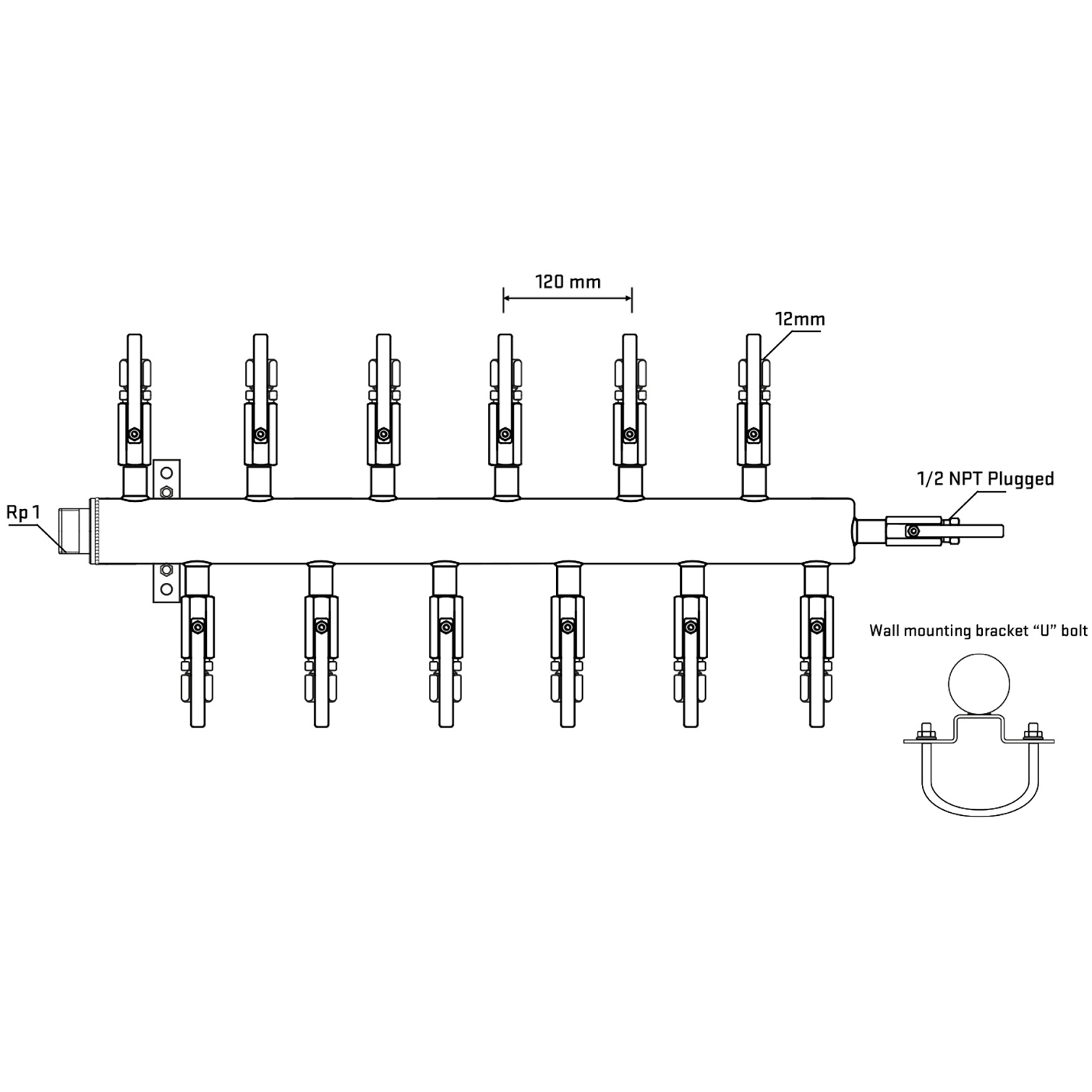 M5F2B100711 Manifolds Stainless Steel Double Sided