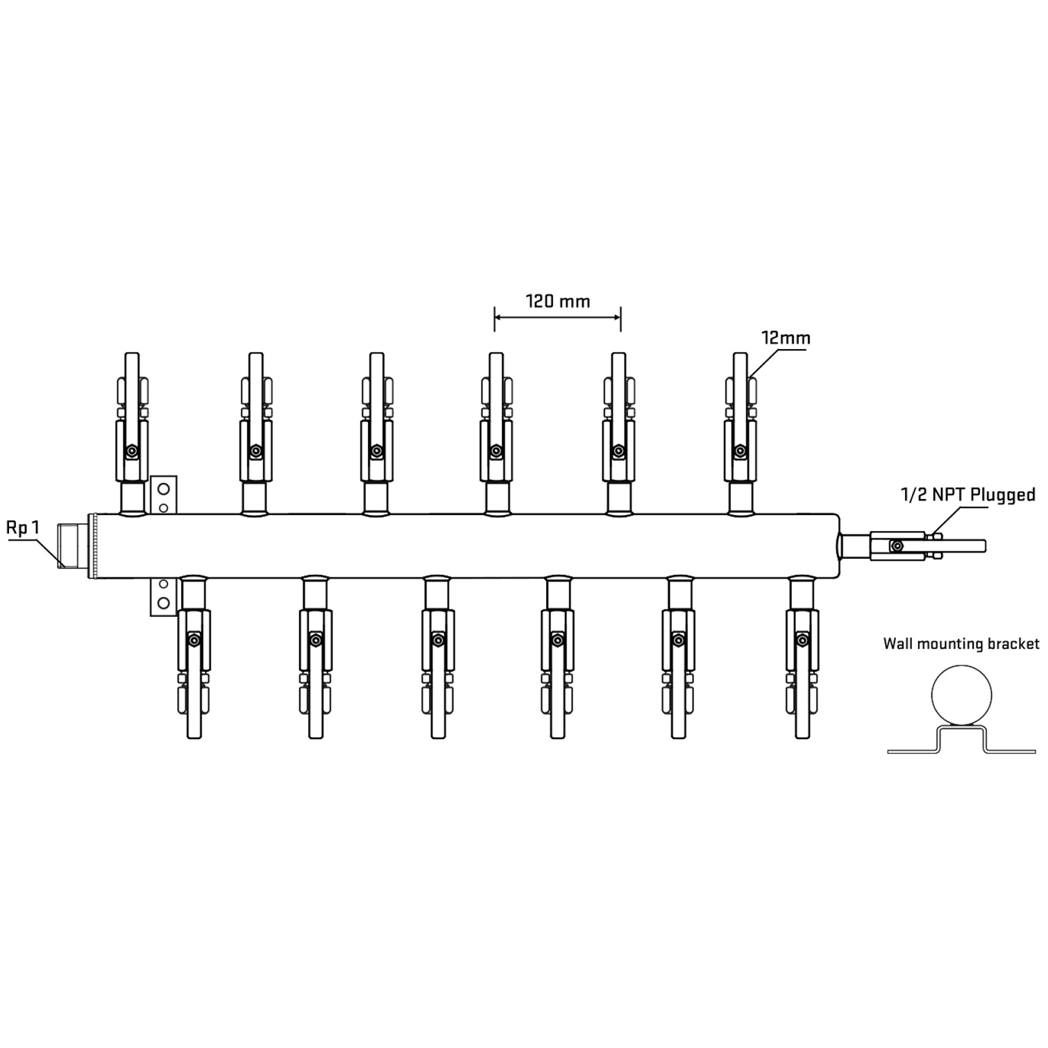 M5F2B100712 Manifolds Stainless Steel Double Sided