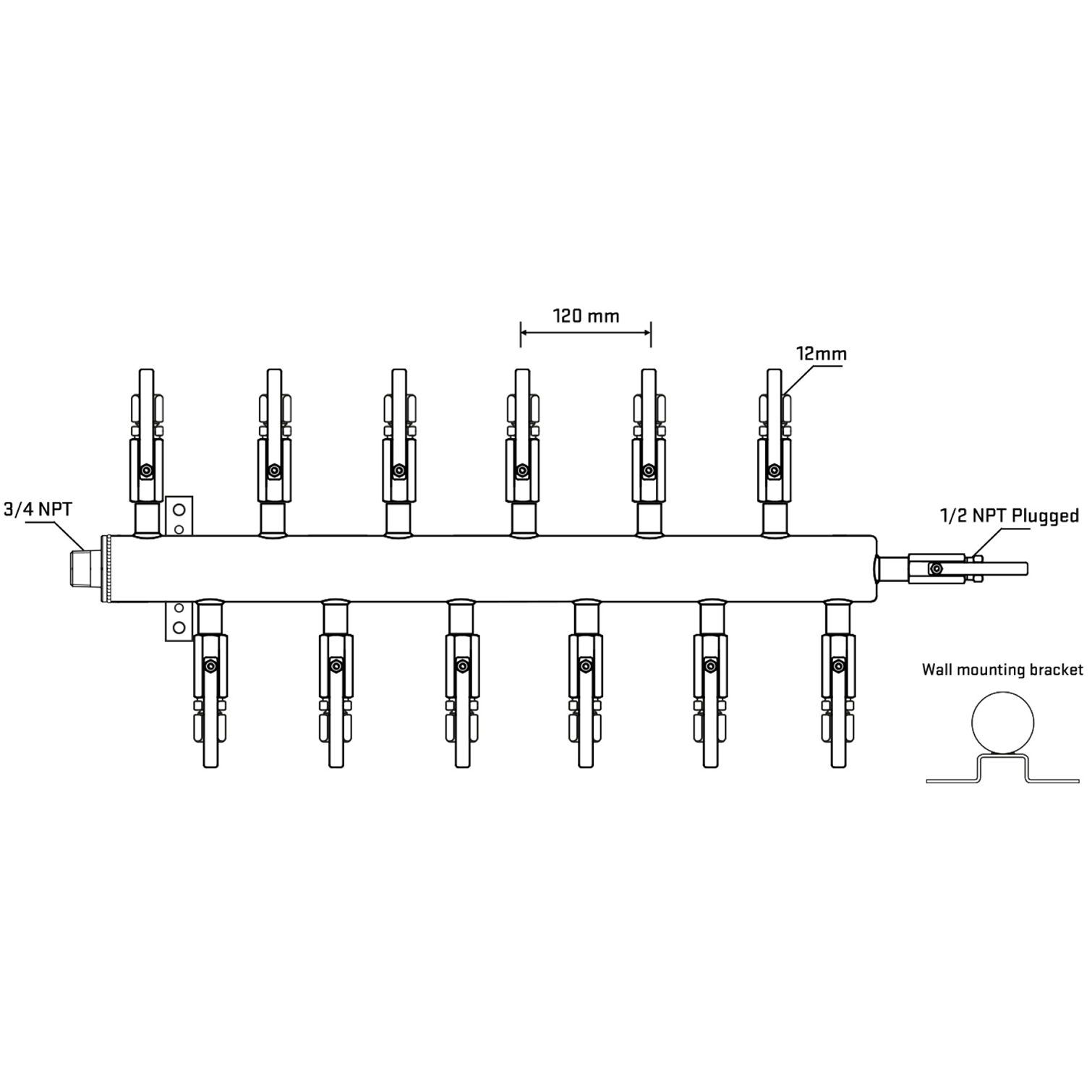 M5F2B100812 Manifolds Stainless Steel Double Sided