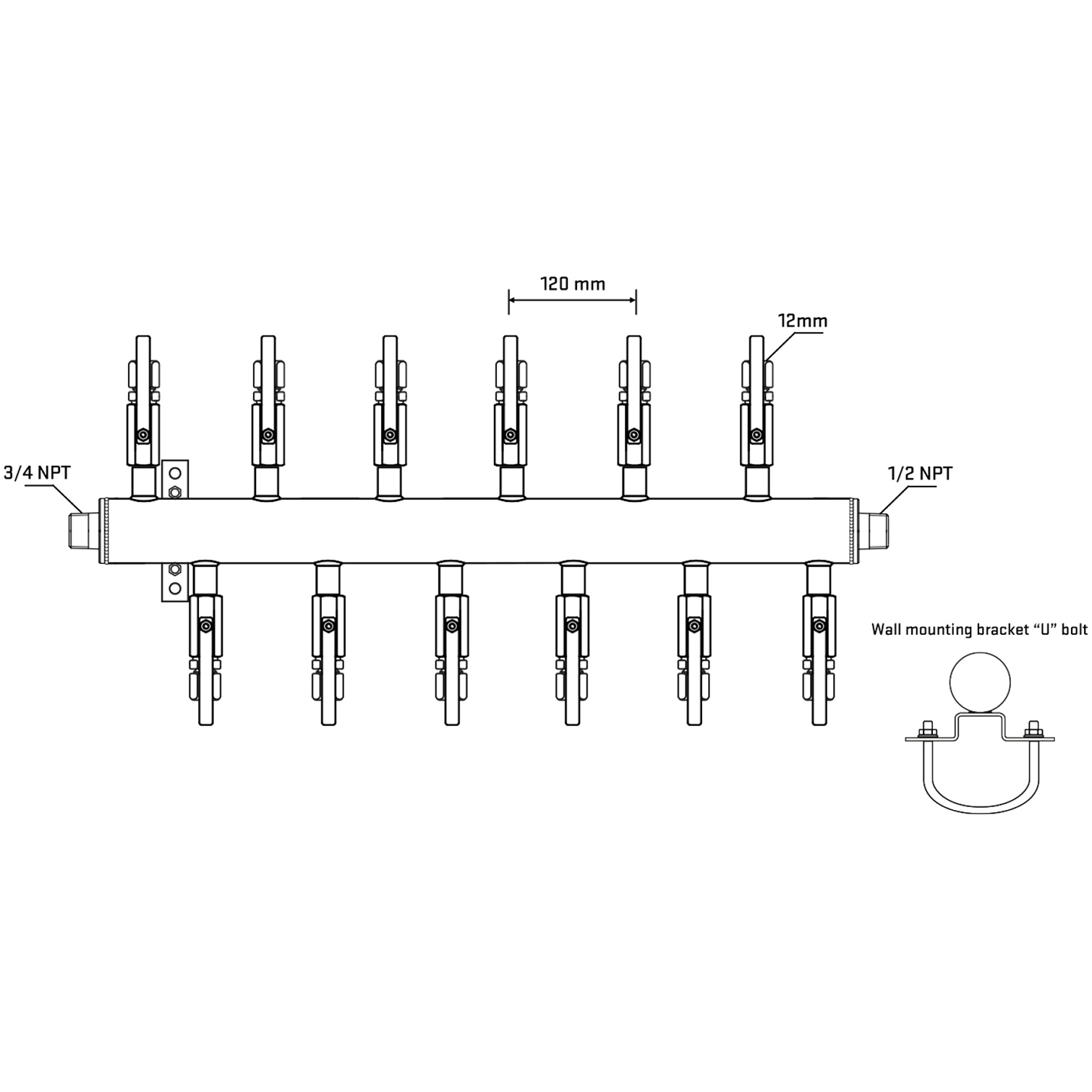 M5F2B100831 Manifolds Stainless Steel Double Sided