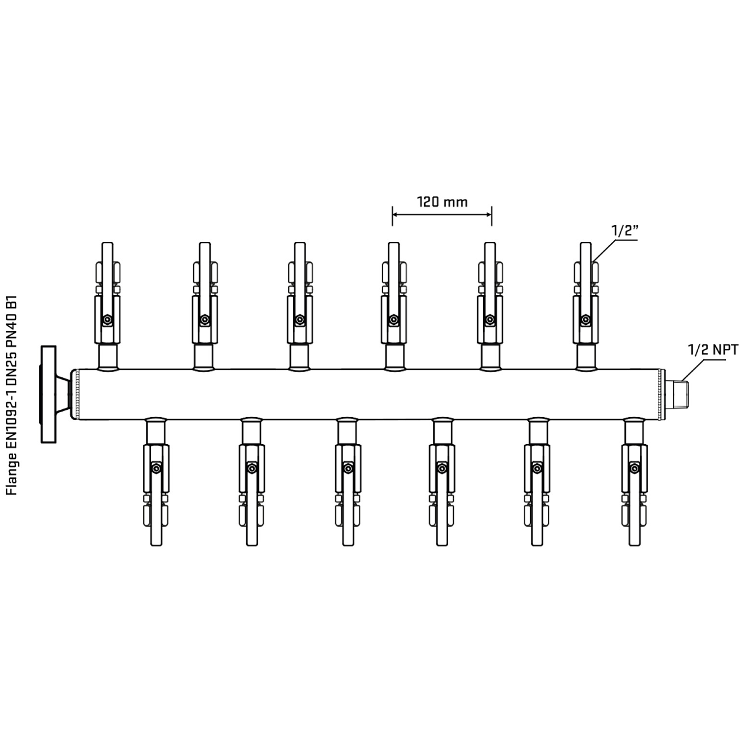 M5F2B120330 Manifolds Stainless Steel Double Sided