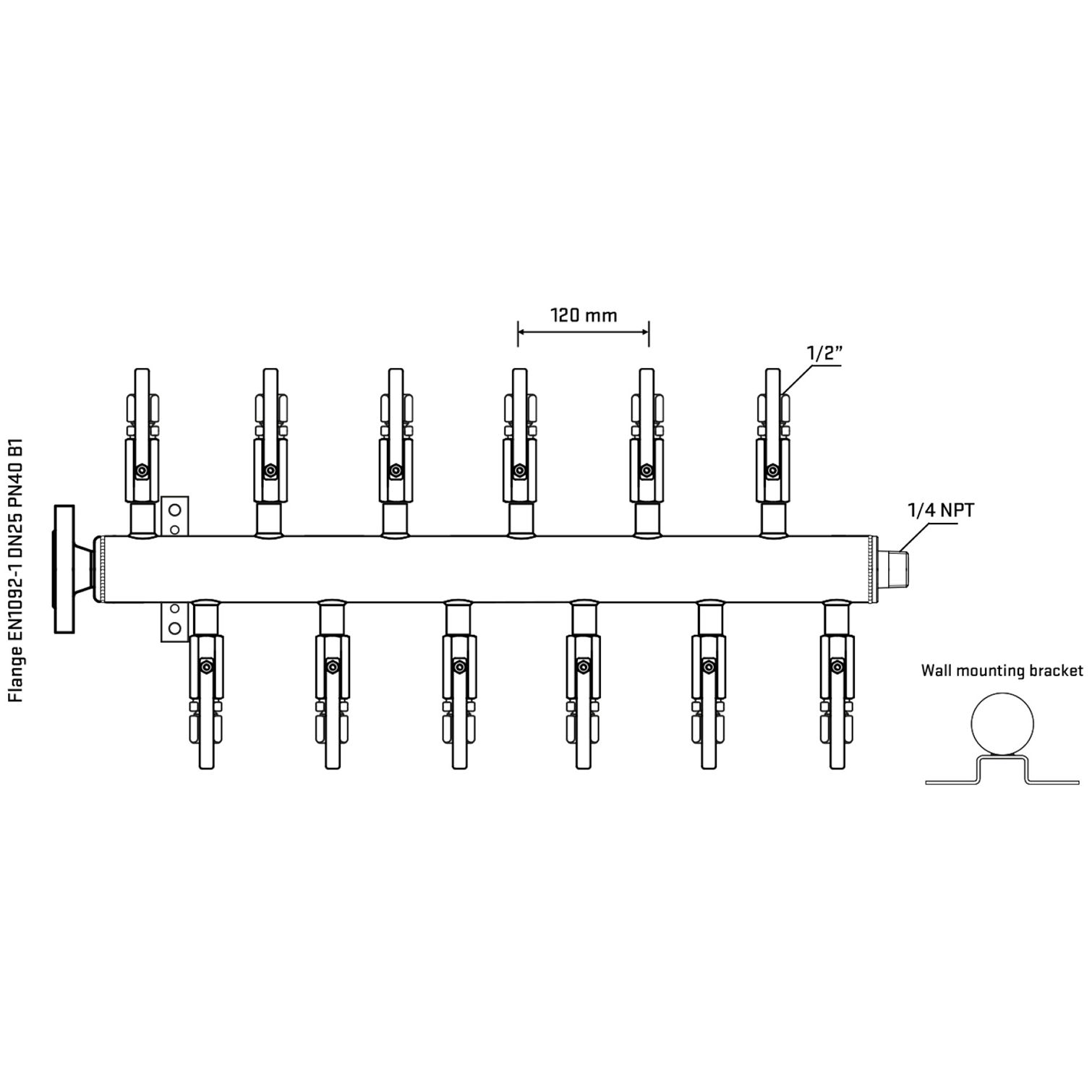 M5F2B120342 Manifolds Stainless Steel Double Sided