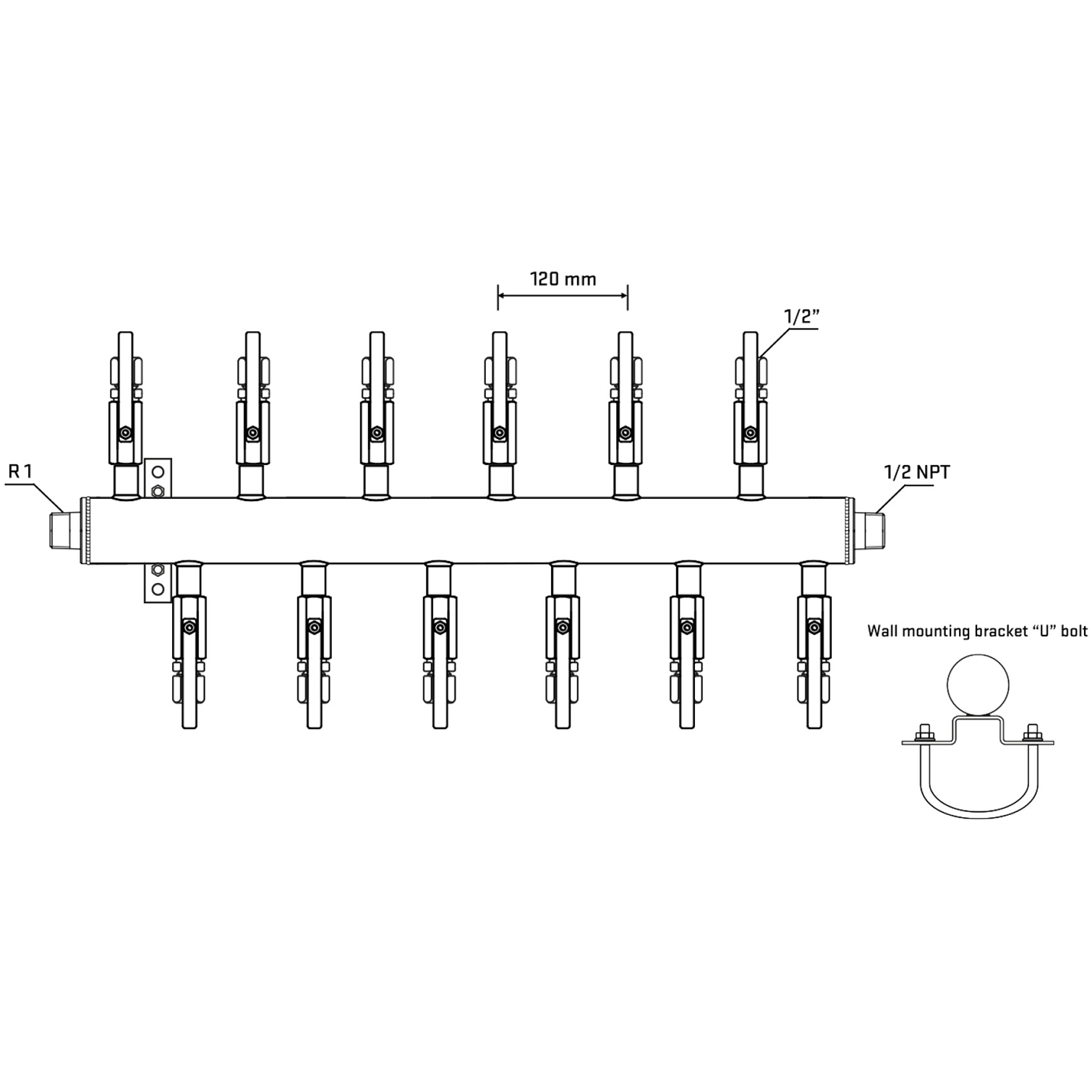 M5F2B120531 Manifolds Stainless Steel Double Sided