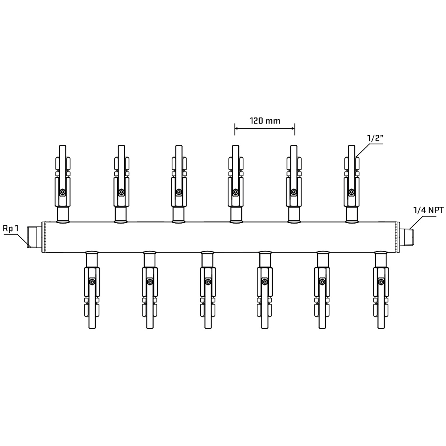 M5F2B120740 Manifolds Stainless Steel Double Sided