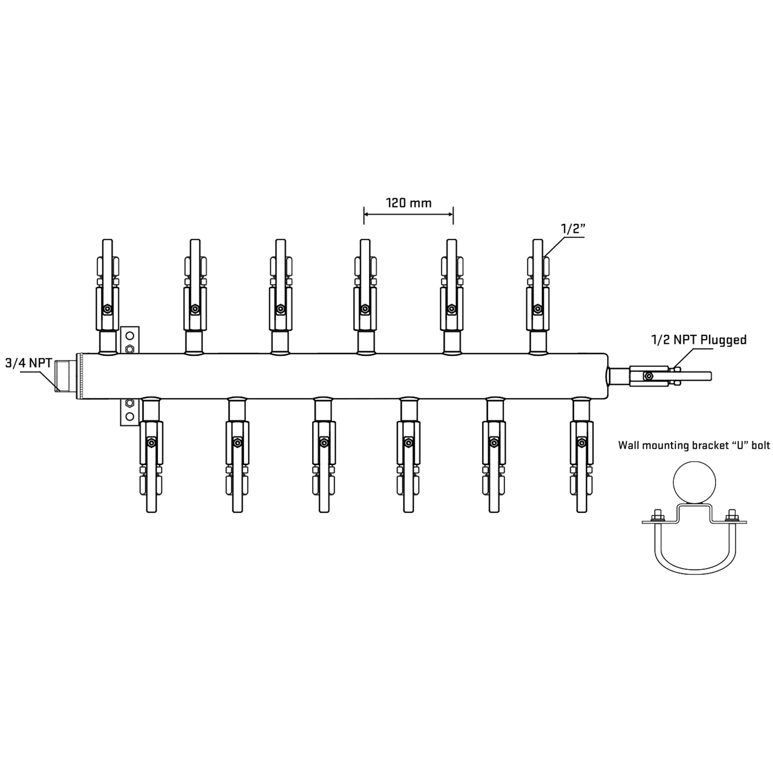 M5F2B121011 Manifolds Stainless Steel Double Sided