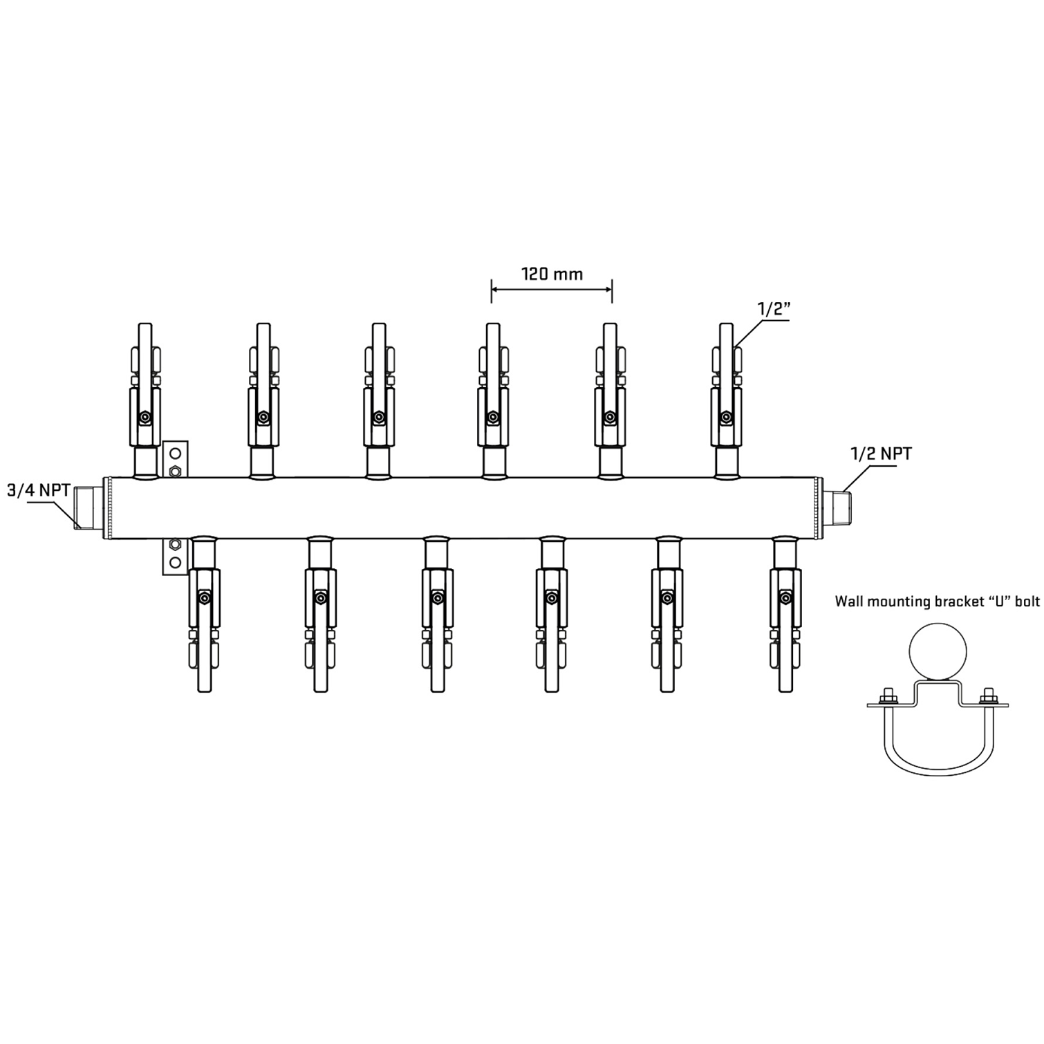 M5F2B121031 Manifolds Stainless Steel Double Sided